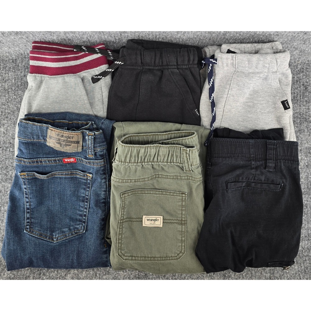 Lot of 6 Boys Sz 14/16 Pants Joggers Cargo Jeans Blue Green Black Gray School